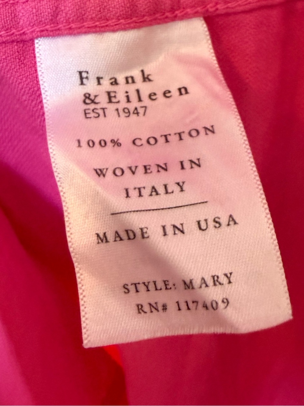 Frank & Eileen Hot Pink Button-Front Mary Cotton Shirt Dress Medium Casual Chic - Picture 6 of 7